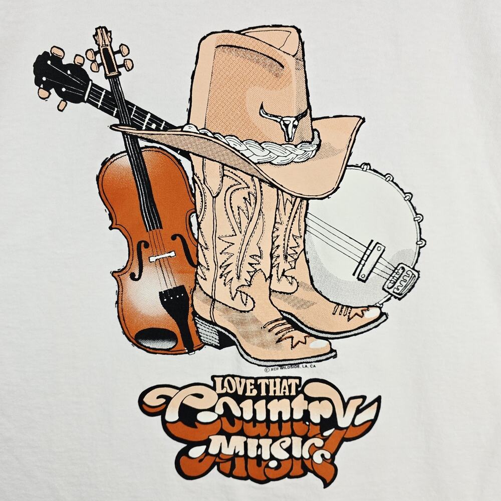 Vintage Love That Country Music Shirt XL White Boots Hat Single Stitch USA - Picture 3 of 12
